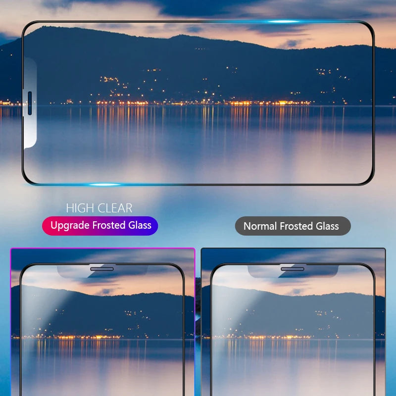 1-3Pcs Anti Fingerprint Frosted Matte Screen Protector for iPhone X XS XR 11 12 13 mini 14 15 16 Pro Max Plus SE Tempered Glass