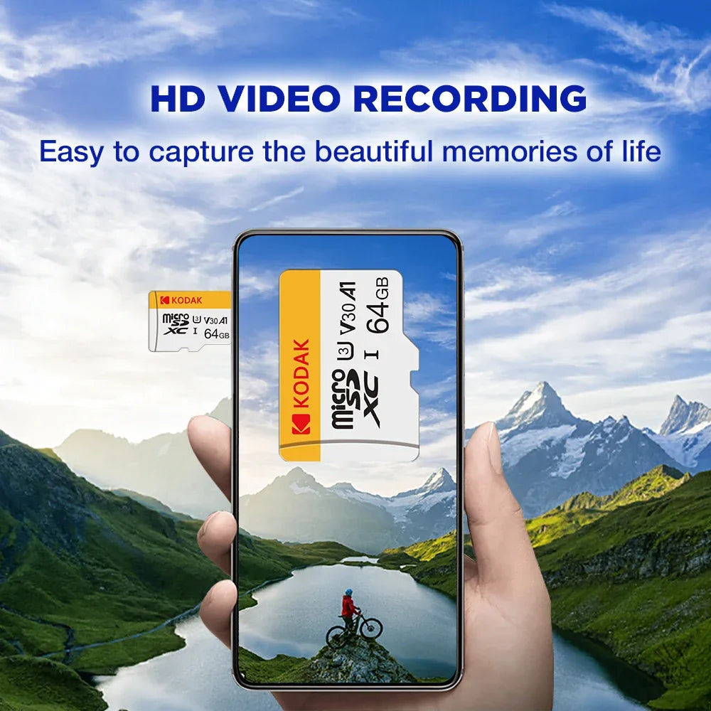 100% Original Kodak Micro SD Card 64GB Class 10 High Speed Memory Card 32GB Wholesale U3 Card 128G 256G Smartphone Tablet Camera