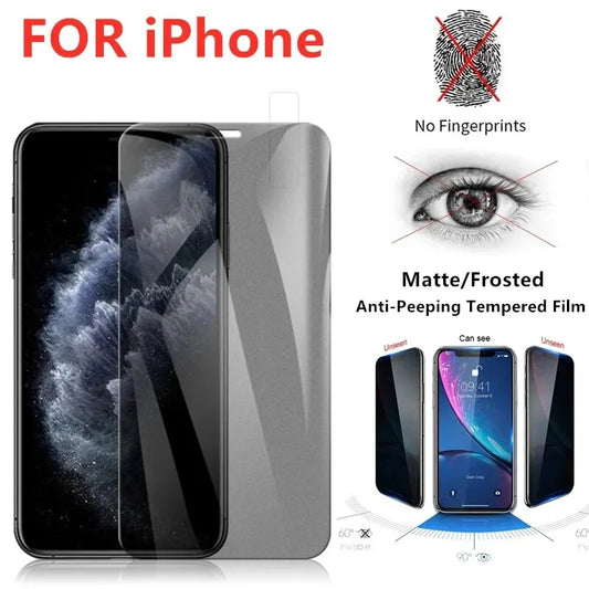 1/2Pcs Matte Privacy Anti-Peep Tempered Glass For iPhone 15 14 12 11 13 Pro Max 14 15 Plus Glass Frosted Screen Protectors Film
