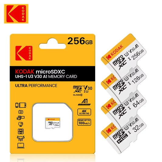 100% Original Kodak Micro SD Card 64GB Class 10 High Speed Memory Card 32GB Wholesale U3 Card 128G 256G Smartphone Tablet Camera