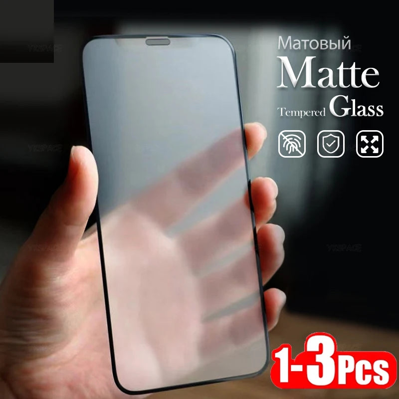 1-3Pcs Anti Fingerprint Frosted Matte Screen Protector for iPhone X XS XR 11 12 13 mini 14 15 16 Pro Max Plus SE Tempered Glass