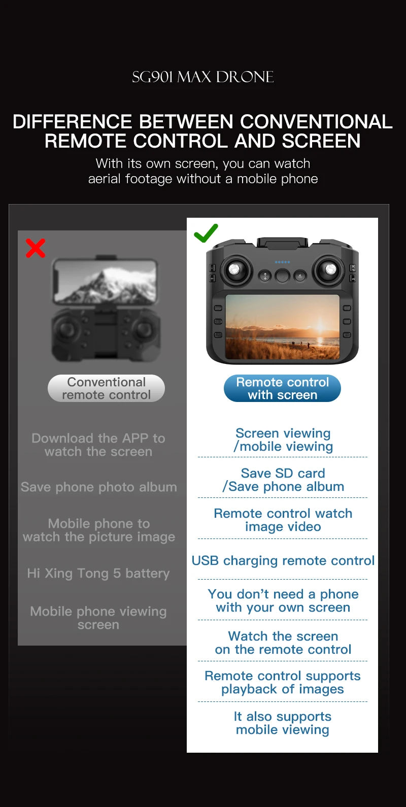 New SG901 MAX GPS Drone Professional 8K Camera Aerial FPV Brush Avoiding Obstacle with Large Screen Remote Control Folding Dron