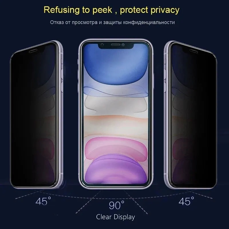 1/2Pcs Matte Privacy Anti-Peep Tempered Glass For iPhone 15 14 12 11 13 Pro Max 14 15 Plus Glass Frosted Screen Protectors Film
